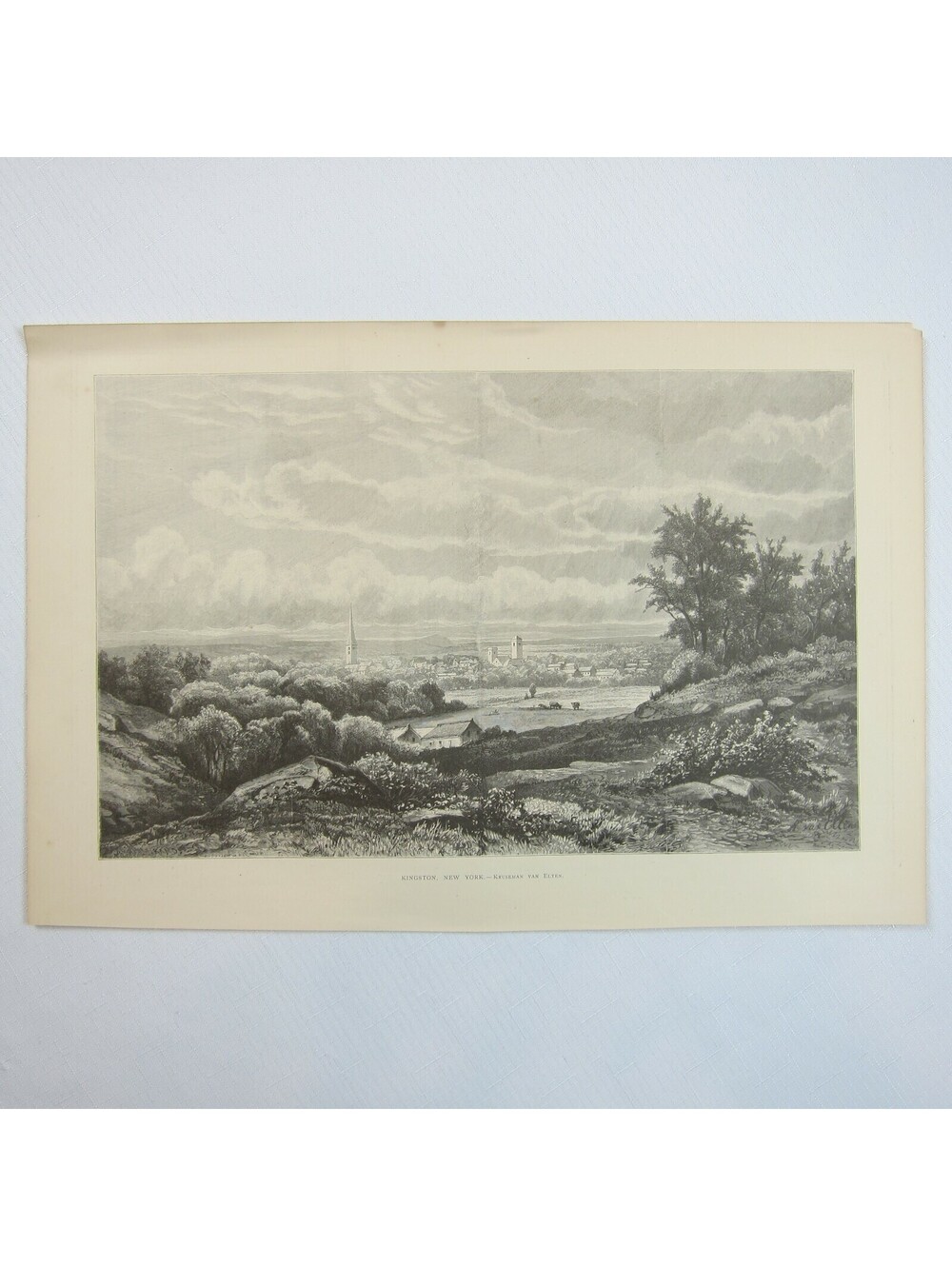 Antique 1876 Wood Engraving Print Kingston New York Kruseman van Elten Aldine